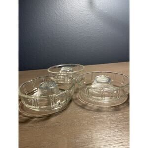 Vintage Glasbake Little Princess Mini Bundt Jello Molds Set 3 Clear Glass